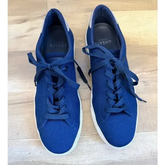 GREATS Brooklyn navy blue white Royale knit lace up sneaker shoes - Picture 2 of 12